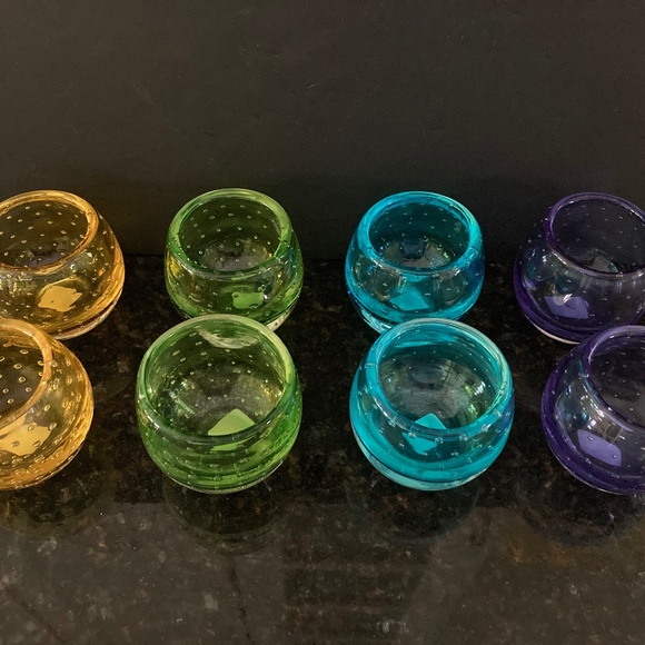 Crate & Barrel Set of 8 Handmade Glass Pop Tealight Holders/2@ of 4 Colors/NEW! - Picture 1 of 4